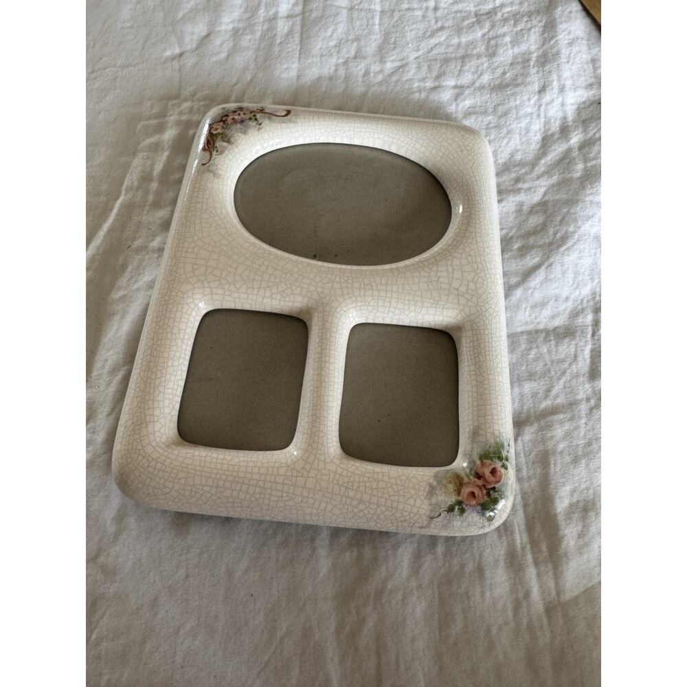 Vintage Ornate Ceramic Floral Free Standing Photo Frame